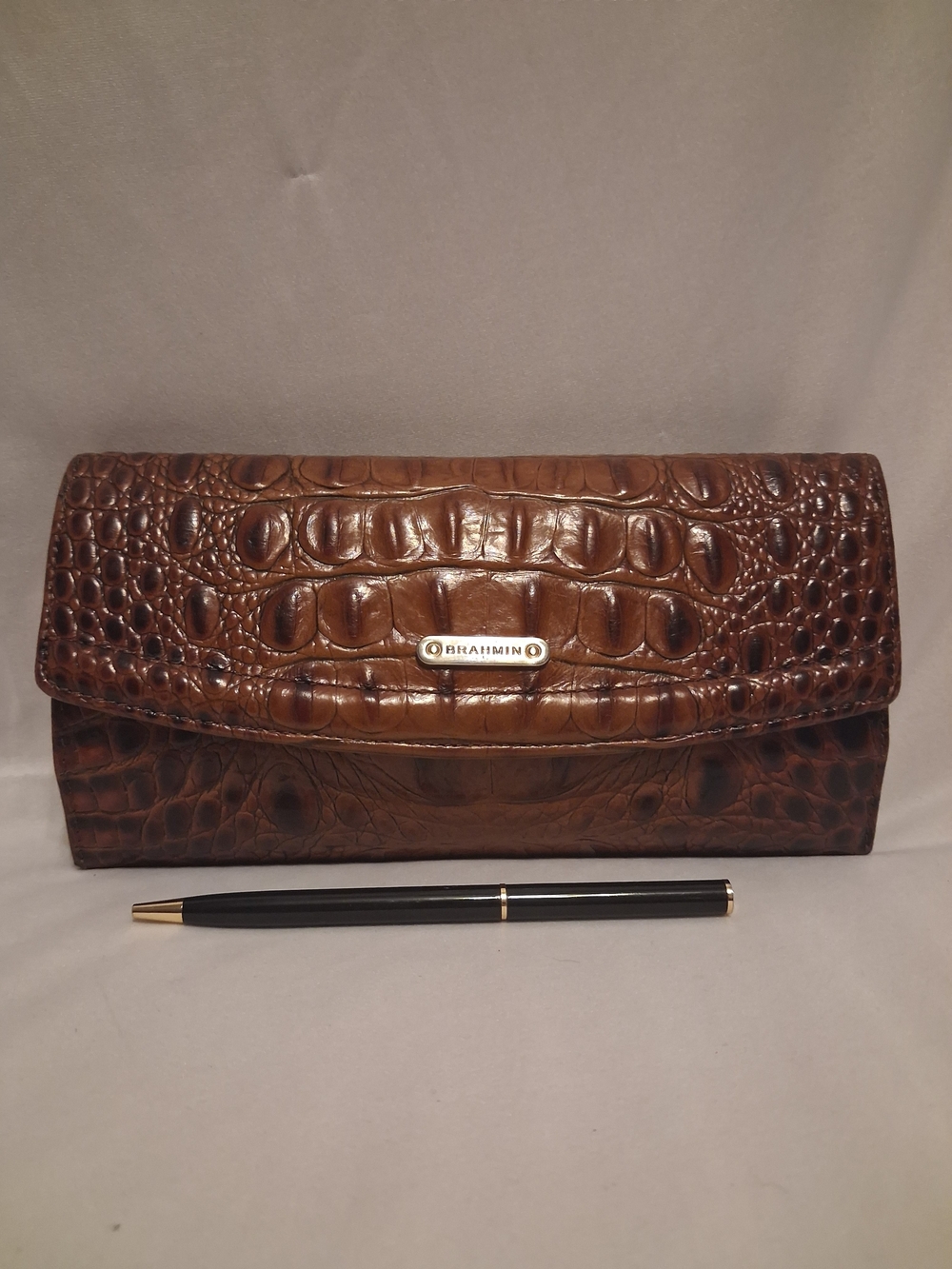 Brahmin Ady Wallet In Pecan Melbourne With Brahmin Pen